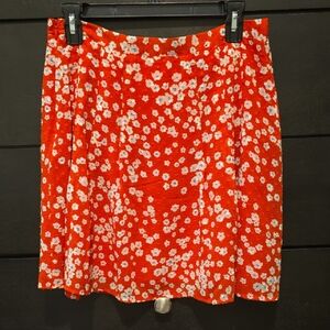 Banana Republic Red Floral Skater Skirt